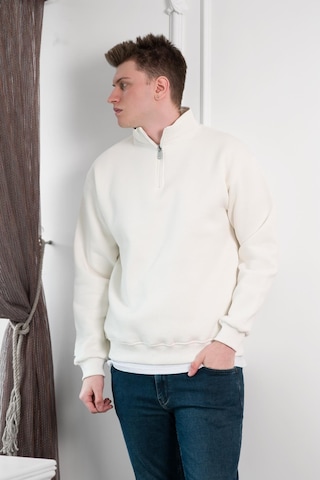 Yarım Fermuarlı Dik Yaka 3 İplik İçi Polarlı Oversize Kışlık Sweatshirt 001