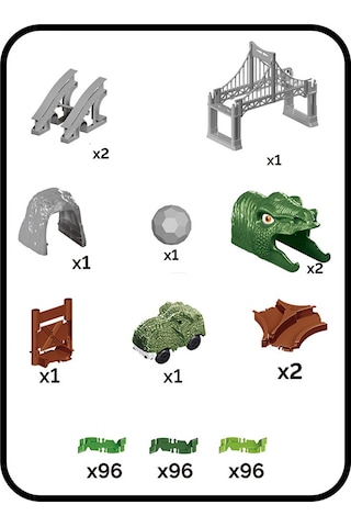 Dinozor Temalı Hareketli Raylar 288 Parça 5 Adet