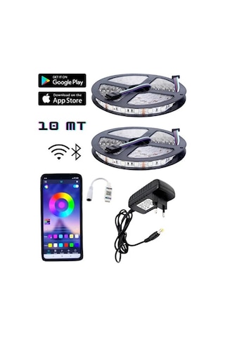 Bluetooth Özellikli Rgb Şerit Led 10 Metre Sese Ve Müziğe Duyarlı