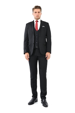Presto Erkek Yelekli Slimfit Takım Elbise 6 Drop Siyah 778-001 Siyah