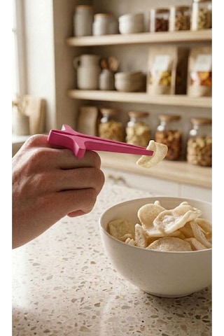 4'lü Parmak Arası Cips Tutucu Chopstick - Klavye Mouse Kirletmeyen Aparat Pembe