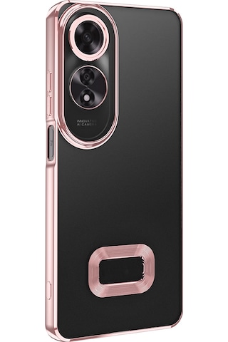 Oppo A60 Kılıf Kamera Korumalı Logo Gösteren Zore Omega Kapak Siyah