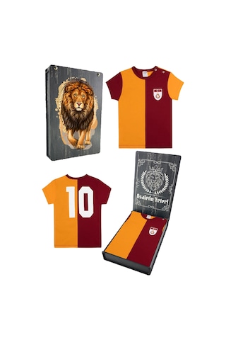 Galatasaray Sarı Kırmızı Unisex Bebek T-shirt Kutulu 001