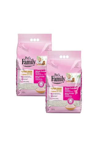 Pet's Family Bebek Pudrası Kokulu Kedi Kumu 10 Lt X 2 Adet