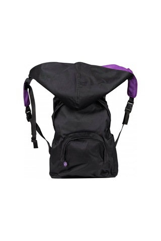 Morikukko Okula Dönüş Siyah Mor Çıkarılabilir Kapüşonlu Notebook Cepli Hafif Sırt Çantası - Siyah