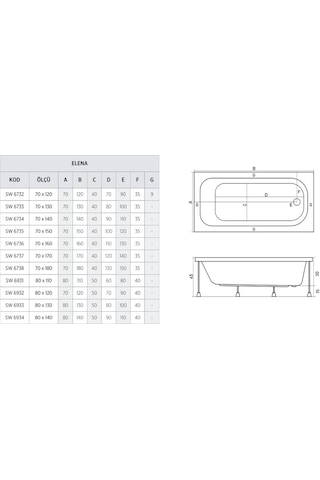 Shower 80X140 Düz Mini Küvet Oturmasız