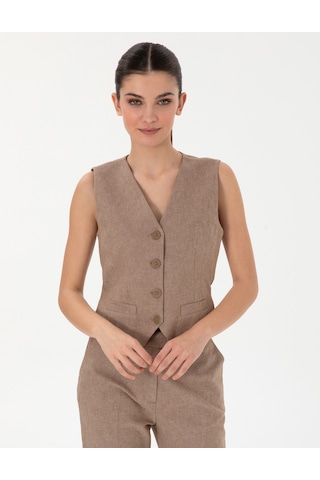 Pierre Cardin Kadın Camel Yelek Dokuma 50306488-vr015