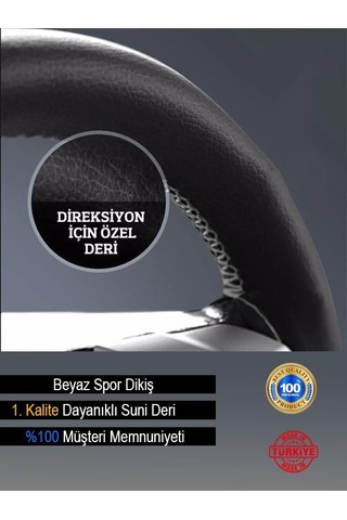 Skoda İle Uyumlu Fabia İçin Süper Deri Direksiyon Kılıfı, Beyaz Yüzüklü Spor Dikiş Diğer