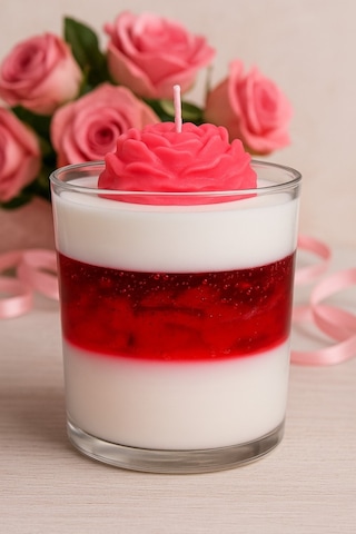 Gül Kokulu Mum Bardakta Gül