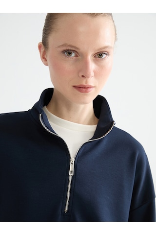 Lcw Comfort Lacivert Dik Yaka Kadın Sweatshirt