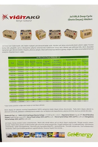 12V 200Ah Yiğit Jel Akü Solar Güneş Deep Excellent Cycling Vrla / 523563102