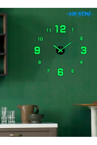 Aır Home Ev İçin Karanlıkta Parlayan Dekoratif Duvara Asılan Saat 440750533 Yeşil