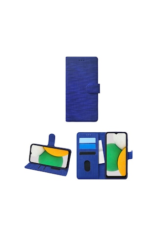 Samsung Galaxy Uyumlu S10 Kılıfı Cüzdanspor Kumaş Kart Ve Bloknot Bölmeli Kılıf + Ekran Koruyucu Mavi