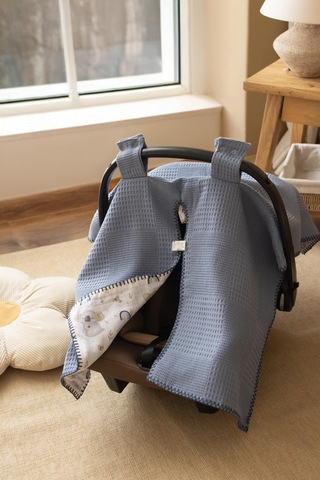 Lizayn Home Pamuklu Çift Taraflı Müslin Puset Örtüsü Lacivert