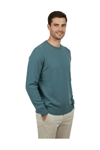 Erkek Spor Sıfır Yaka Regular Fit Kazak Bgl-st04953 Yeşil