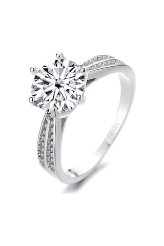 Beyaz Bagueringen 2.0ct Yuvarlak 18k Beyaz Altın Kaplama 100% 925 Gümüş Mozanit Yüzük Pırlanta Testi Geçti Takı Kadın Kız Hediye