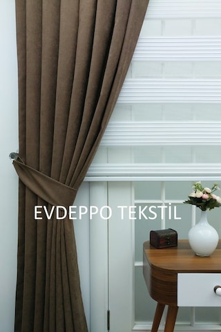 Taç Soft Kahve Fon Perde Kahverengi