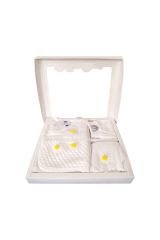 Hastane Çıkışı 5 Parça Kız Bebek Giyim Sarı Papatya Beyaz - Sarı