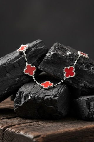 Erkek Kadın Çift Bilekliği Kırmızı Petal Yaprak Formlu Tasarım Çelik Bileklik Diğer
