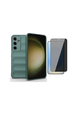 Vendas Galaxy Uyumlu  A36 Kılıf Esnek Tpu Oyuklu Arka Yüzey Zore Etnik Silikon Kapak +hayalet Ekran Koruyucu Yeşil