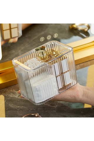 Şeffaf Yeşil Pamuklu Çubuk Kutusu, Kozmetik Pamuk Saklama Kutusu, Toz Geçirmez Ve Şeffaf A