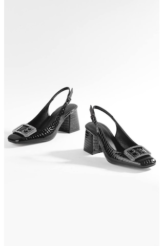 Paris Shoes Paris Siyah Krok Desenli Topuklu Ayakkabı A6100-siyah Siyah