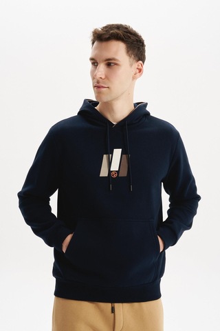 AR-MA Arma Erkek Kapüşonlu Sweatshirt Kanguru Cepli, 3 İplik Şardonlu, Regular Fit, %70 Pamuk %30 Polyester K30254628502 Lacivert