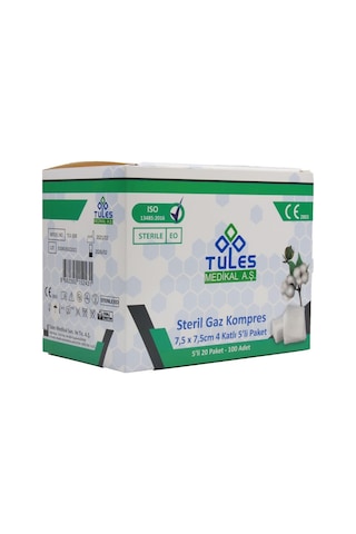 Tules Steril 7.5 x 7.5 CM Gaz Kompres Spanç 400 Adet 5'li
