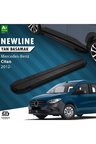 S-dizayn Mercedes Citan Uzun Şase Newline Siyah Yan Basamak 223 Cm 2012-2021 A+ Kalite