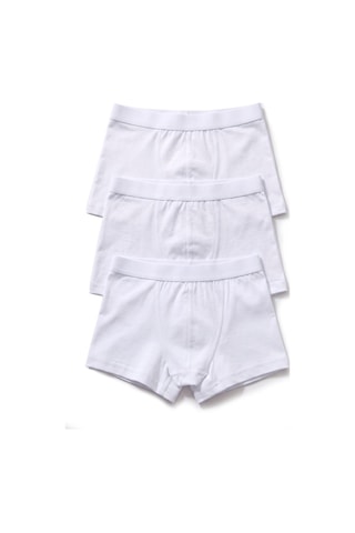 Öts Erkek Çocuk 3 Lü Pamuklu Boxer Düz Renk Ergonomik Tasarım 7240-3 Beyaz