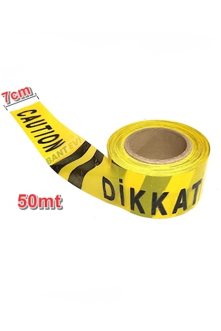Dikkat Caution İkaz Bandı 50mt Emniyet Şeridi Siyah İkaz Şeridi Caution (Yapışkansız)