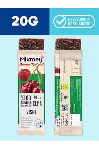 Mixmey Vişne Şöleni Meyve Barı – 12 Adet | Sağlıklı Atıştırmalıklar – Glutensiz, Koruyucusuz - 12 Adet