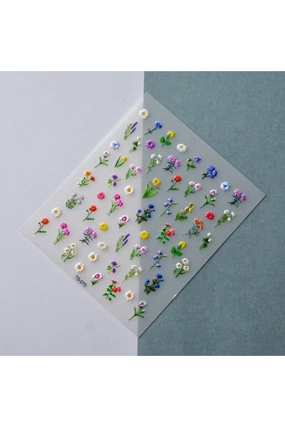 Flybuy 1 Adet 5d Kabartmalı Çiçek Tırnak Sanat Çıkartmalar, Renkli & Kendinden Yapışkanlı Ts3802