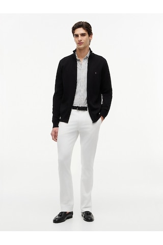 Tommy Hilfiger Essentıal Cotton Zıp Thru Erkek Siyah Kazak - Mw0mw36517