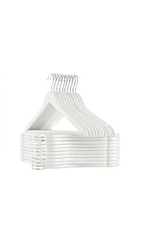 12 Adet Plastik Elbise Askısı Dayanıklı Kalın Askı Seti, Kırılmaz Askılık, Dolap İçi Düzenleyici Askı Beyaz