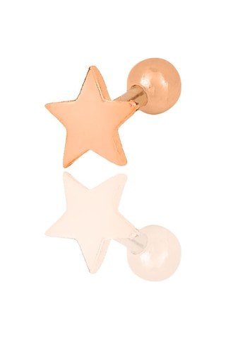 Gümüş Rose Yıldız Modeli Tragus Helix Piercing Küpe Barcode Gümüş - Çok Renkli