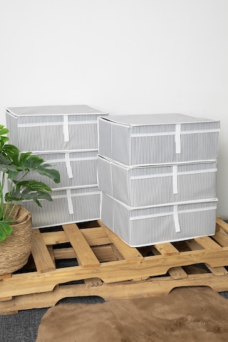 Kapaklı Baza 6'lı Hurç 50x40x19 - Gri Gri