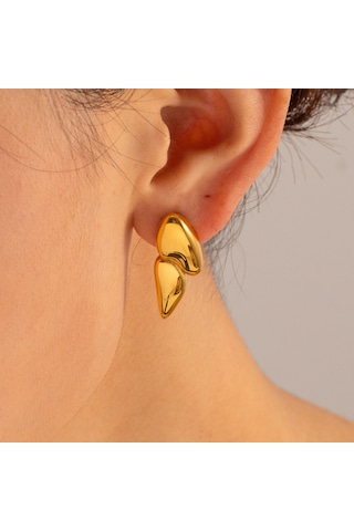 Şık 18 Ayar Altın Paslanmaz Çelik Küpeler Şalgam Küpeler Küpeler Altın Kaplama Küpeler Diğer