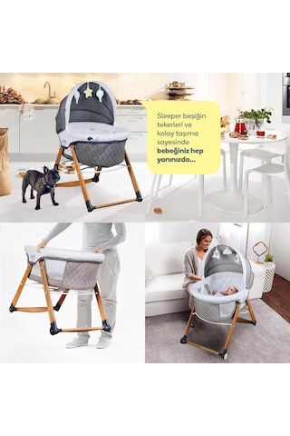 Kiwi Safe & Comfort Sleeper All in One Sallanır Katlanır Ahşap Beşik