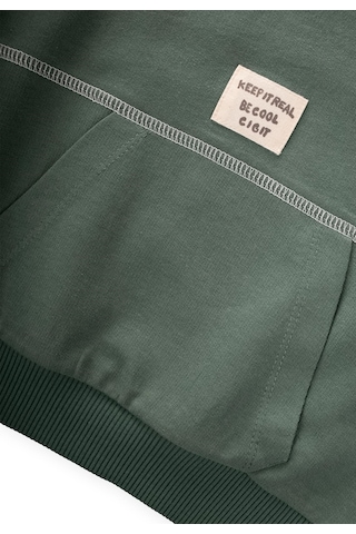 Cigit Karyoka Detaylı Oversize Sweatshirt 2-8 Yaş Haki Yeşil