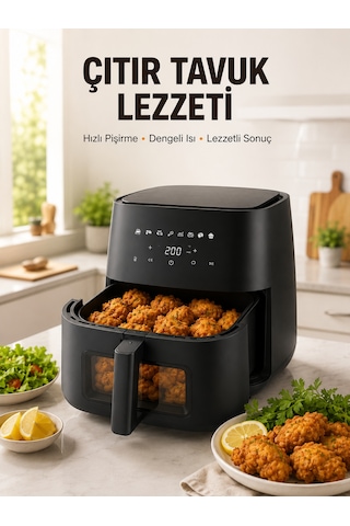 Yağsız Yemek Pişirme İçin Dijital Air Fryer Fritöz Çok Renkli