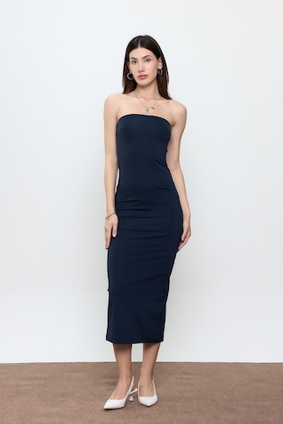 Sherin Lacivert Straplez Maxi Boy Elbise