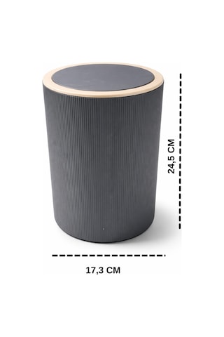 7 Litre Modern Tarz Çöp Kovası Dayanıklı Plastik Malzeme Gri