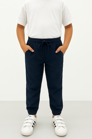 Freemen Erkek Çocuk Jogger Pantolon Keten Görünümlü Cepli Günlük Rahat Fit Lacivert