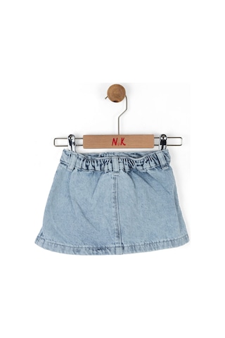 Pileli Denım Etek Mavi