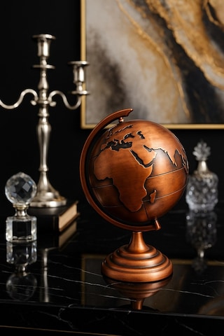 Ofisinize Masaüstü Dekorasyonu Bronz Metal Dünya Küresi Masaüstü Süs Ofis Ve Ev Dekoru İçin 13x9 Cm Dekoratif Obje