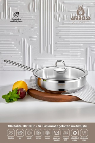 Saphire Saphire 22x06 Tava Cam Kapak Çelik Tek Sap gri