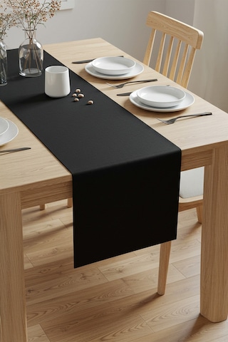 Yunusoğlu Home Siyah Şık Masa Runnerı 50x150 Cm Modern Ve Zarif Masa Örtüsü Runner Siyah