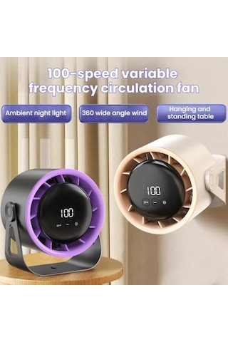 100 Vites Yüksek Hızlı Dolaşım Fan Şarj Edilebilir Masaüstü Dijital Ekran Turbo Duvara Monte Fan, Boyut:beyaz