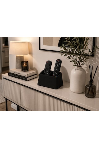 2 Bölmeli Tv Kumanda Düzenleyici Siyah Kumandalık Organizer Tv Sehpası Ve Orta Sehpa Kumanda Standı 16 X 8 X 9 Cm Koyu Siyah
